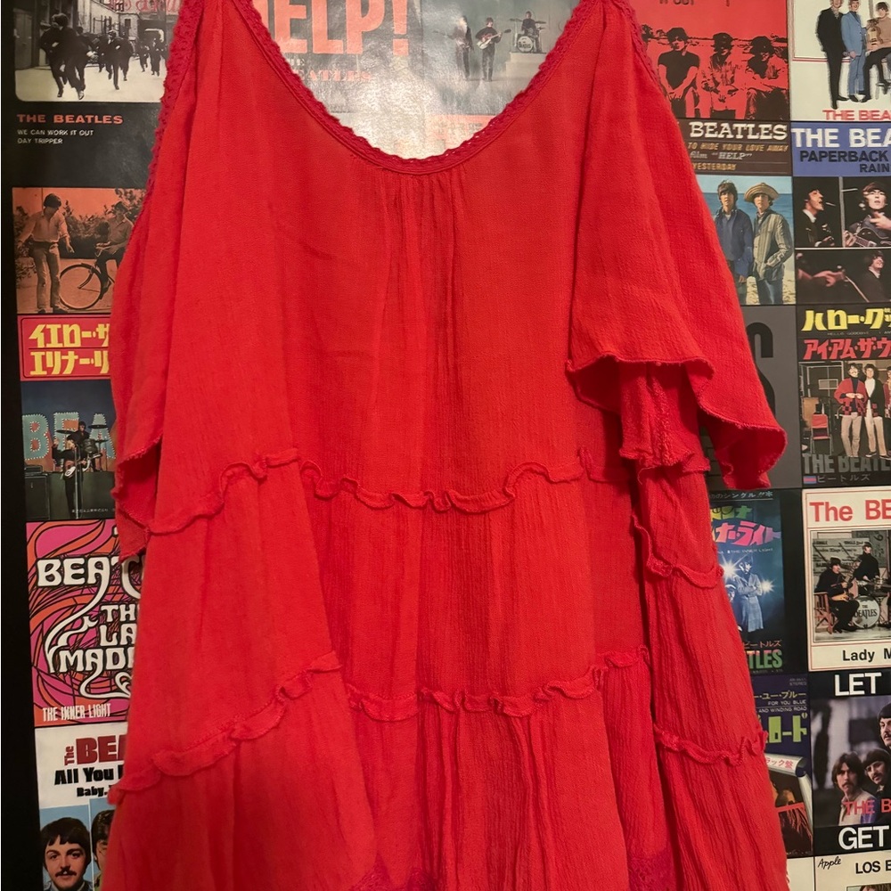 American Rag Scarlet Flowy Off the Shoulder Blouse